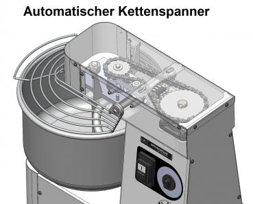 Teigmaschine - 2 Geschwindigkeiten - Kesselvolumen: 32 Liter / 25 kg Teig - aufklappbares Rührwerk